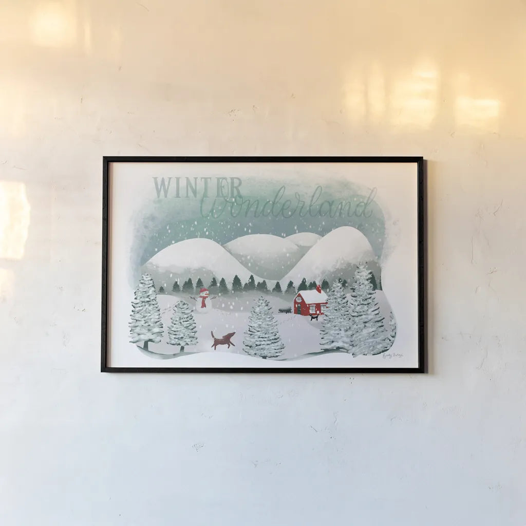 Winter Wonderland I by Becky Thorns. shown as a paper print in a black flame. Available as a archival giclee rolled canvas, fine art paper, or poster print. SKU 57087i.