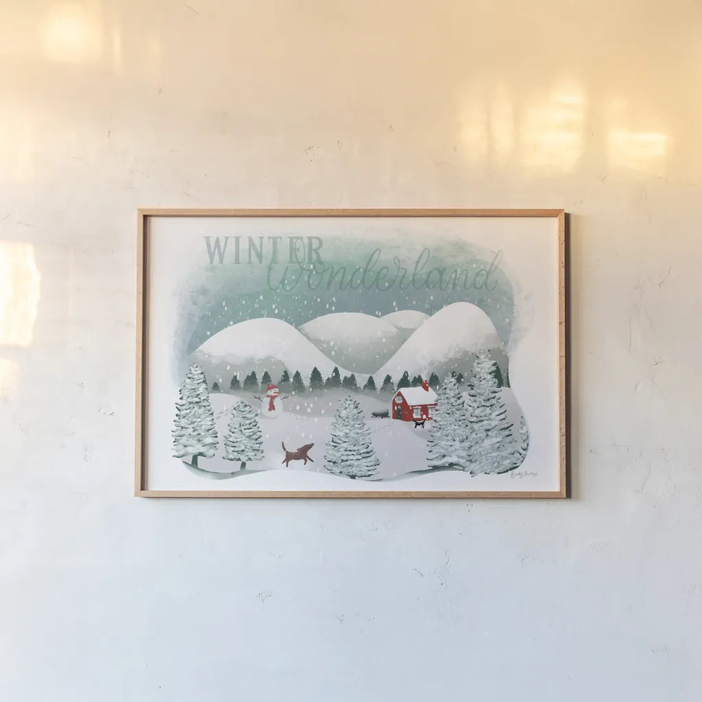 Winter Wonderland I by Becky Thorns. shown as a paper print in a natural frame. Available as a archival giclee rolled canvas, fine art paper, or poster print. SKU 57087i.