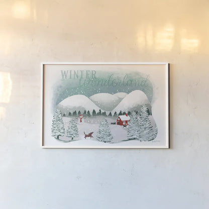 Winter Wonderland I by Becky Thorns. shown as a paper print in a white frame. Available as a archival giclee rolled canvas, fine art paper, or poster print. SKU 57087i.