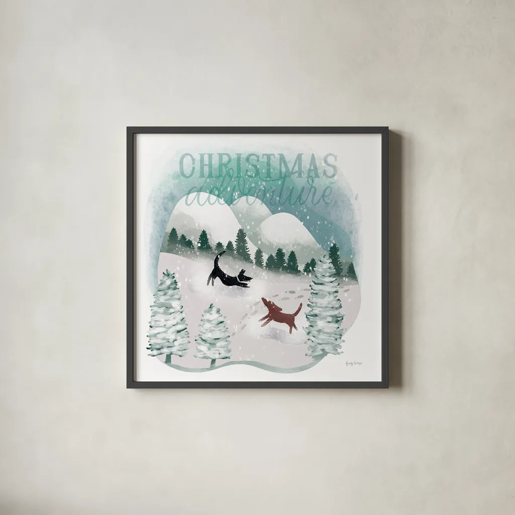 Winter Wonderland II by Becky Thorns. Shown in a sleek black glass frame for a contemporary gallery look. Available as an archival giclee rolled canvas, fine art paper, or poster print. SKU 57088a.