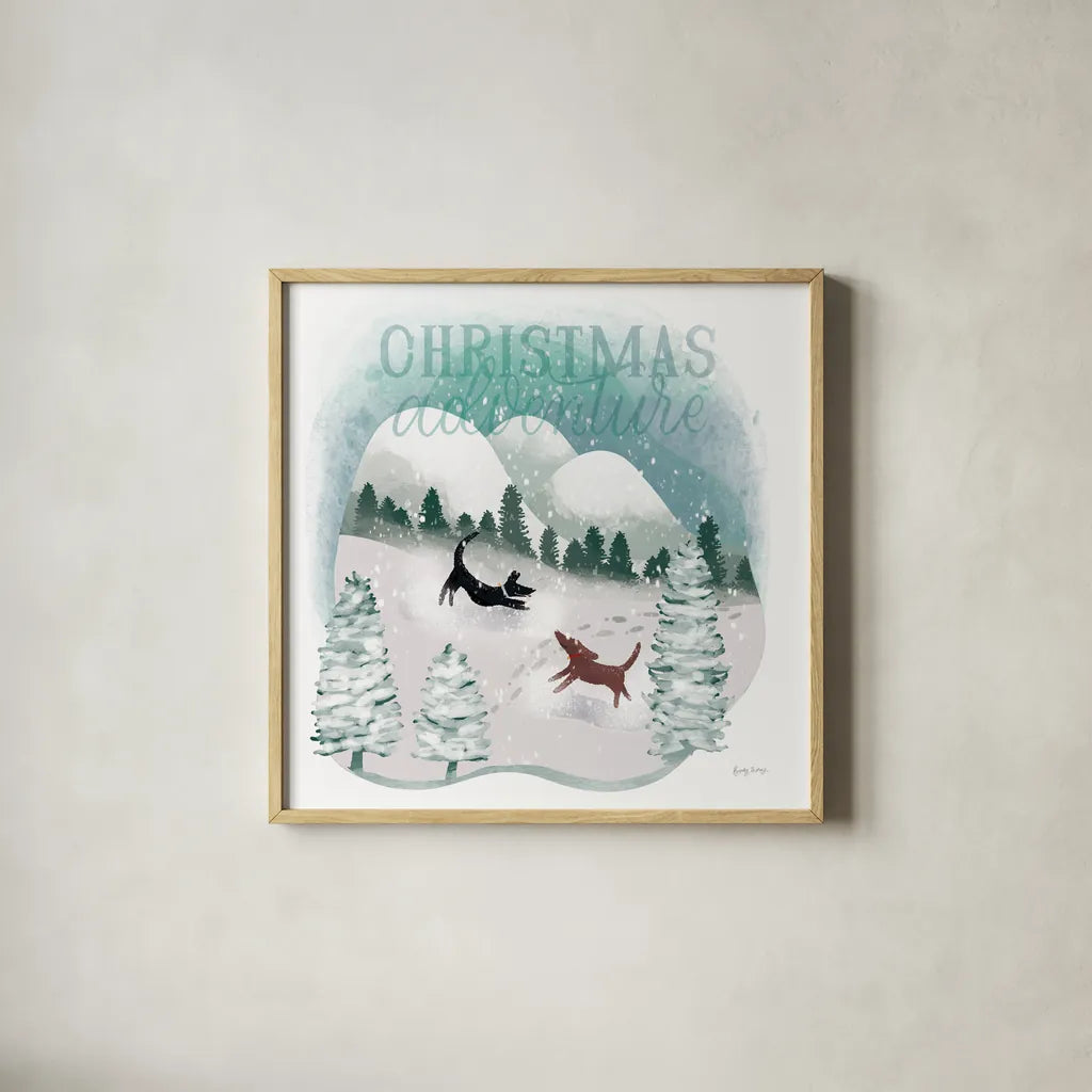 Winter Wonderland II by Becky Thorns. Shown in a natural wood glass frame for a timeless modern aesthetic. Available as an archival giclee rolled canvas, fine art paper, or poster print. SKU 57088a.