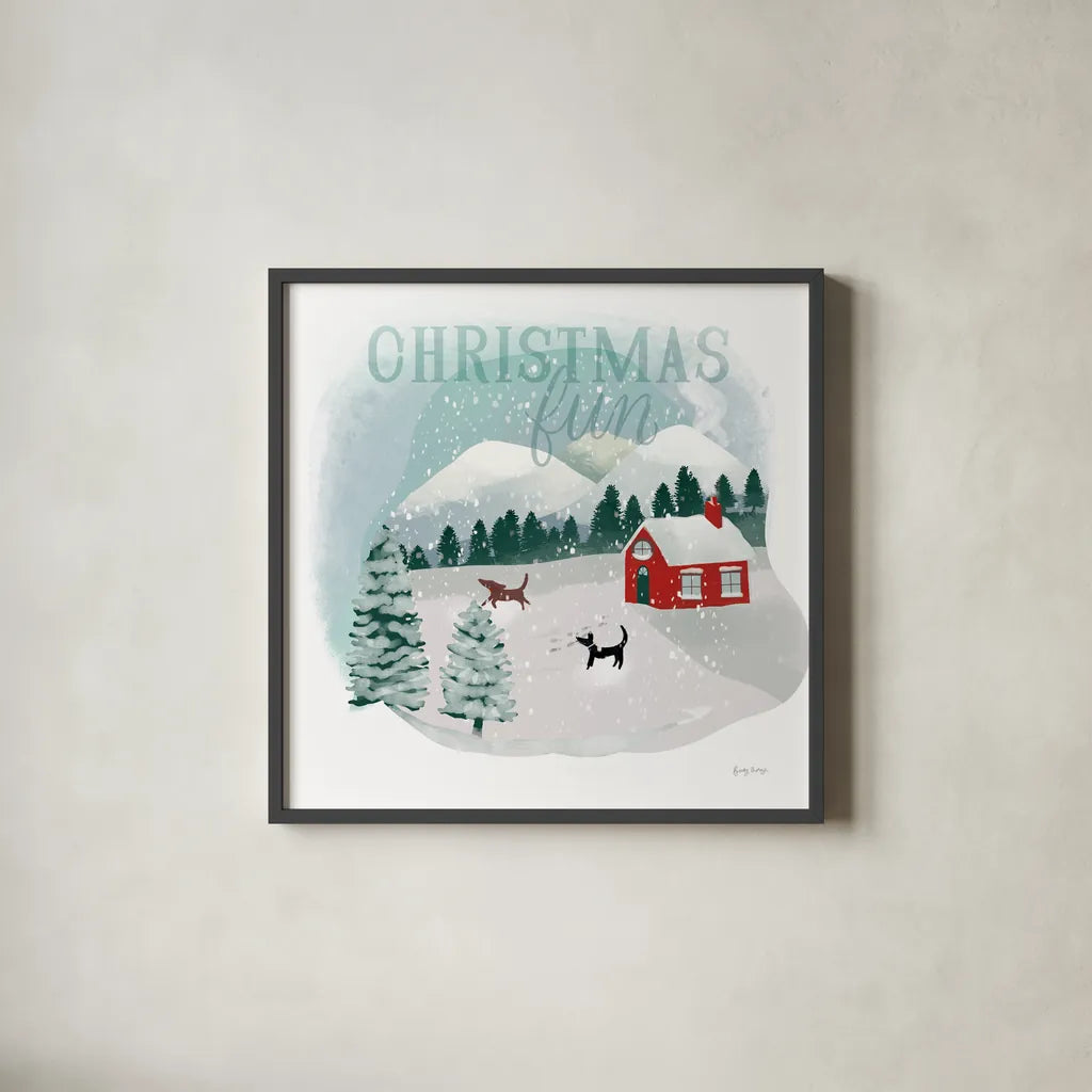 Winter Wonderland III by Becky Thorns. Shown in a sleek black glass frame for a contemporary gallery look. Available as an archival giclee rolled canvas, fine art paper, or poster print. SKU 57089a.