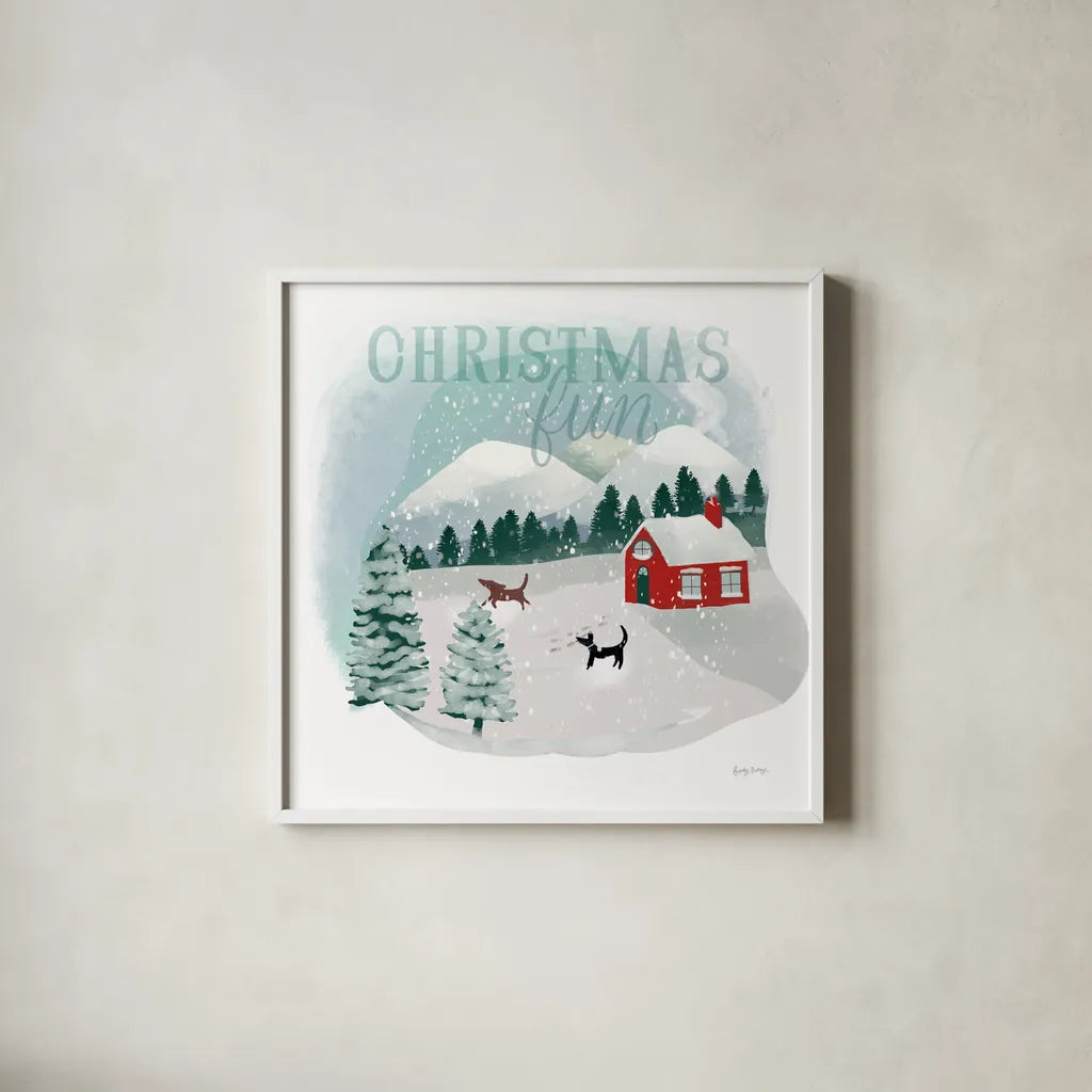 Winter Wonderland III by Becky Thorns. Shown in a crisp white glass frame for a clean and minimalist style. Available as an archival giclee rolled canvas, fine art paper, or poster print. SKU 57089a.