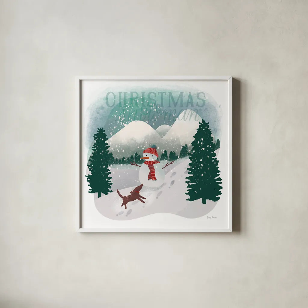 Winter Wonderland IV by Becky Thorns. Shown in a crisp white glass frame for a clean and minimalist style. Available as an archival giclee rolled canvas, fine art paper, or poster print. SKU 57090a.