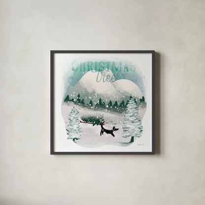 Winter Wonderland V by Becky Thorns. Shown in a sleek black glass frame for a contemporary gallery look. Available as an archival giclee rolled canvas, fine art paper, or poster print. SKU 57091a.