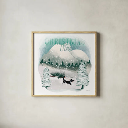 Winter Wonderland V by Becky Thorns. Shown in a natural wood glass frame for a timeless modern aesthetic. Available as an archival giclee rolled canvas, fine art paper, or poster print. SKU 57091a.