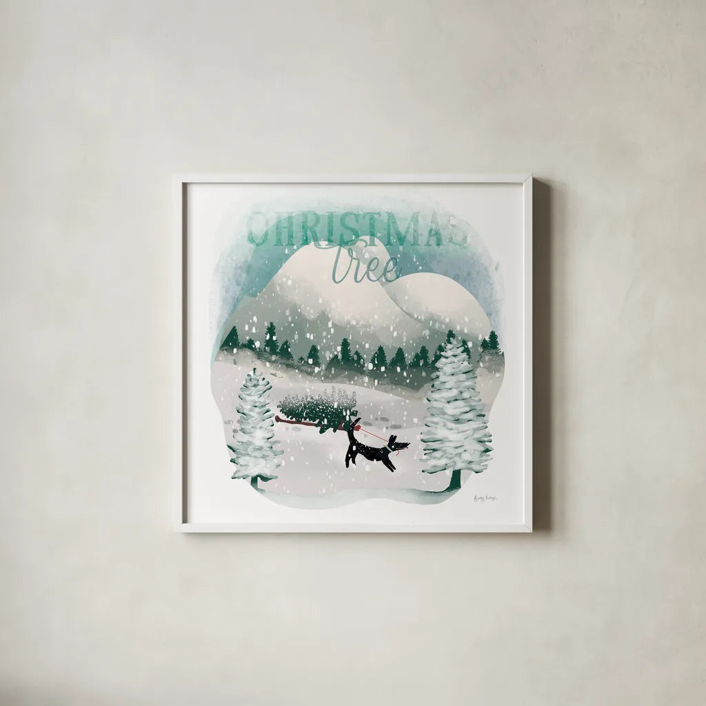 Winter Wonderland V by Becky Thorns. Shown in a crisp white glass frame for a clean and minimalist style. Available as an archival giclee rolled canvas, fine art paper, or poster print. SKU 57091a.