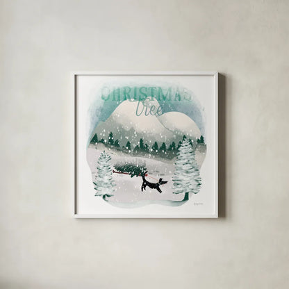 Winter Wonderland V by Becky Thorns. Shown in a crisp white glass frame for a clean and minimalist style. Available as an archival giclee rolled canvas, fine art paper, or poster print. SKU 57091a.