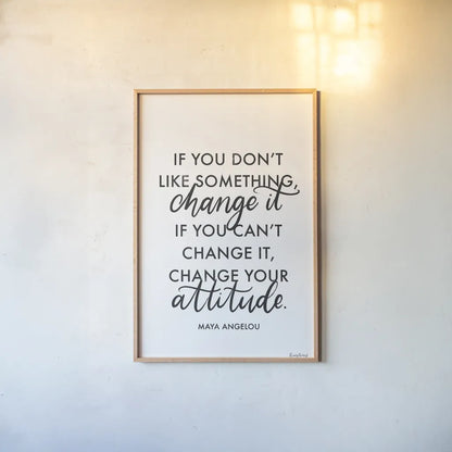 Words of Wisdom I BW v2 by Becky Thorns. shown as a paper print in a natural frame. Available as a archival giclee rolled canvas, fine art paper, or poster print. SKU 80656h.