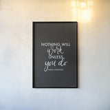 Words of Wisdom II BW v2 by Becky Thorns. shown as a paper print in a black flame. Available as a archival giclee rolled canvas, fine art paper, or poster print. SKU 80657h.