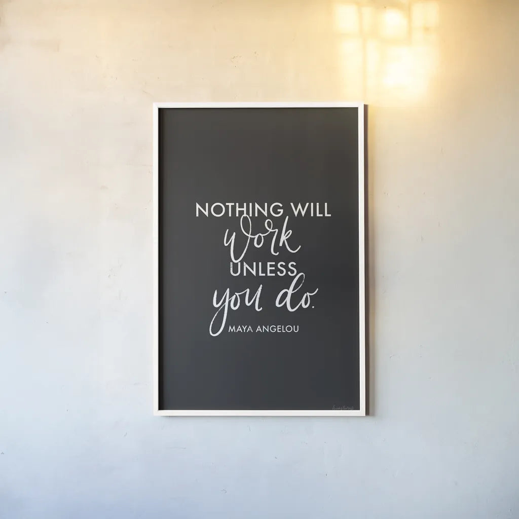 Words of Wisdom II BW v2 by Becky Thorns. shown as a paper print in a white frame. Available as a archival giclee rolled canvas, fine art paper, or poster print. SKU 80657h.