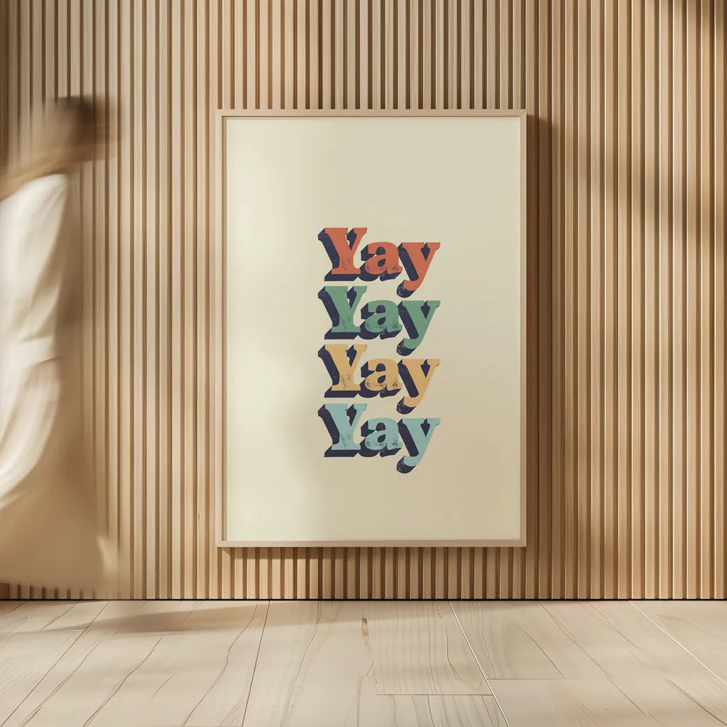Yay by Becky Thorns. shown as over sized large wall art. Available as an archival giclee rolled canvas, fine art paper, or poster print. SKU 65163h.