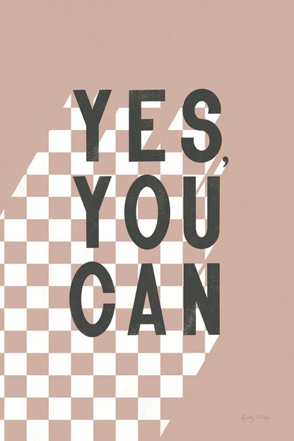 Yes You Can Checkered by Becky Thorns. SKU 87462h. Archival Giclee Fine art print for wall decor.
