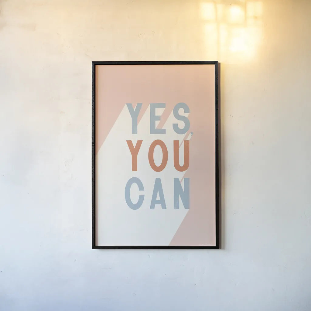 Yes You Can Pastel by Becky Thorns. shown as a paper print in a black flame. Available as a archival giclee rolled canvas, fine art paper, or poster print. SKU 78718h.
