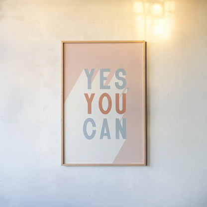 Yes You Can Pastel by Becky Thorns. shown as a paper print in a natural frame. Available as a archival giclee rolled canvas, fine art paper, or poster print. SKU 78718h.