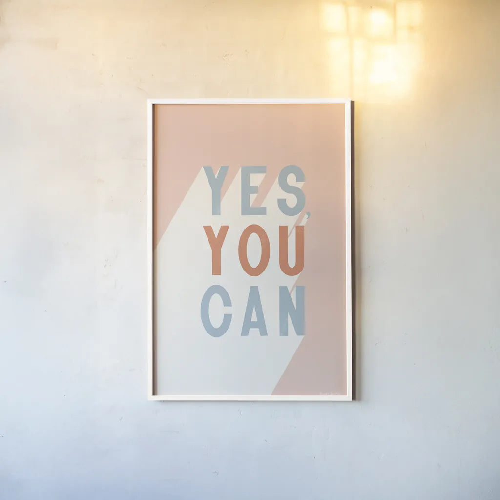 Yes You Can Pastel by Becky Thorns. shown as a paper print in a white frame. Available as a archival giclee rolled canvas, fine art paper, or poster print. SKU 78718h.
