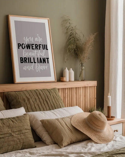 You Are Powerful by Becky Thorns. shown as a paper print in a natural frame. Available as a archival giclee rolled canvas, fine art paper, or poster print. SKU 61715h.