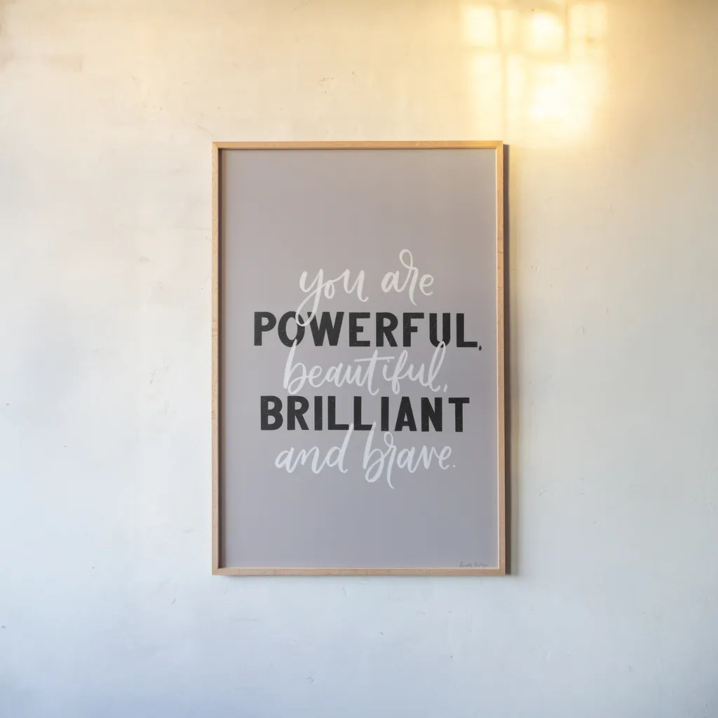 You Are Powerful by Becky Thorns. shown as a paper print in a natural frame. Available as a archival giclee rolled canvas, fine art paper, or poster print. SKU 61715h.
