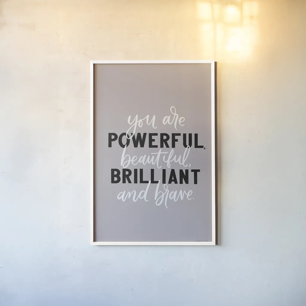 You Are Powerful by Becky Thorns. shown as a paper print in a white frame. Available as a archival giclee rolled canvas, fine art paper, or poster print. SKU 61715h.