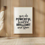 You Are Powerful BW by Becky Thorns. shown as over sized large wall art. Available as an archival giclee rolled canvas, fine art paper, or poster print. SKU 64206h.