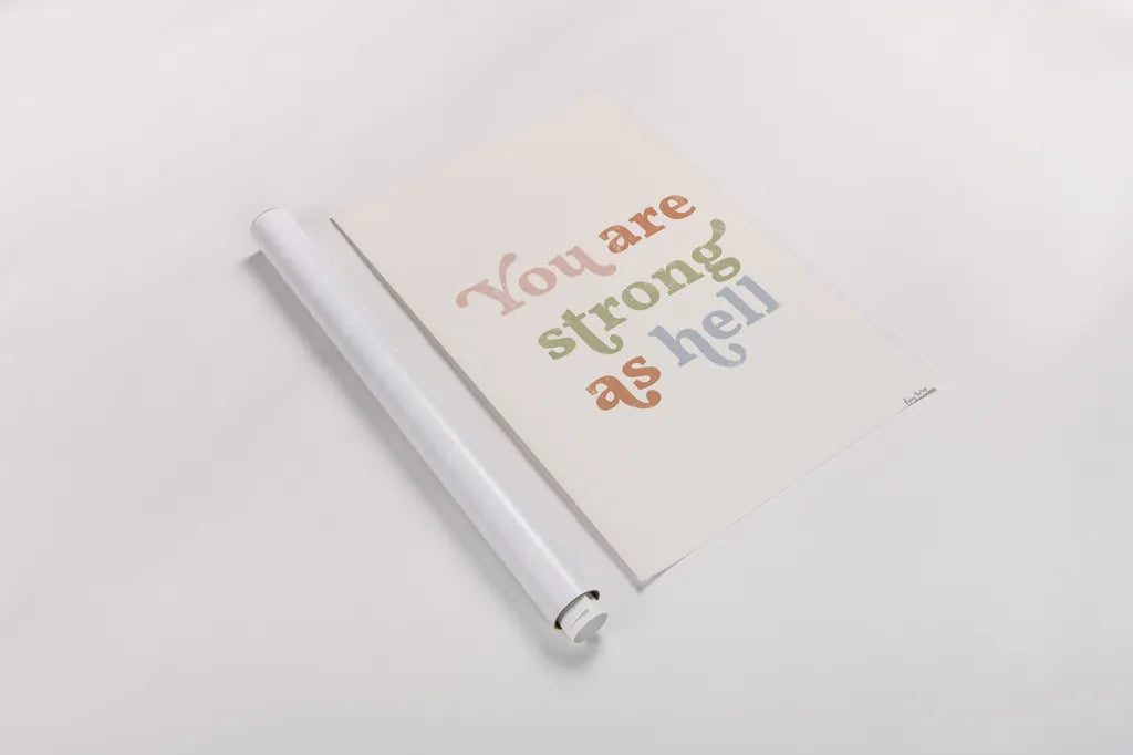 You Are Strong Pastel by Becky Thorns. shown as a rolled paper print. Available as archival giclee rolled canvas, fine art paper, or poster print. SKU 67069h.