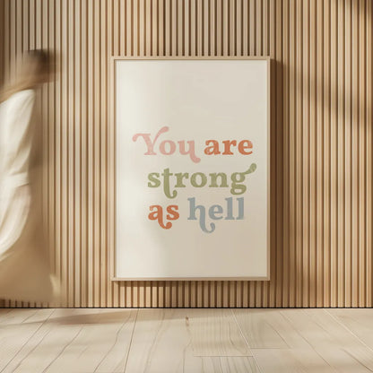 You Are Strong Pastel by Becky Thorns. shown as over sized large wall art. Available as an archival giclee rolled canvas, fine art paper, or poster print. SKU 67069h.