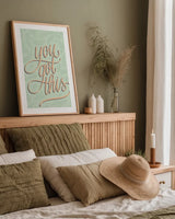 You Got This by Becky Thorns. shown as a paper print in a natural frame. Available as a archival giclee rolled canvas, fine art paper, or poster print. SKU 52795h.