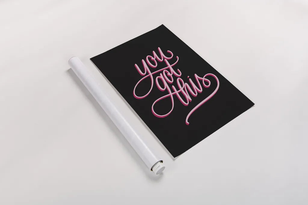 You Got This Black and Pink by Becky Thorns. shown as a rolled paper print. Available as archival giclee rolled canvas, fine art paper, or poster print. SKU 58415h.