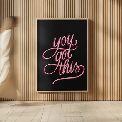 You Got This Black and Pink by Becky Thorns. shown as over sized large wall art. Available as an archival giclee rolled canvas, fine art paper, or poster print. SKU 58415h.