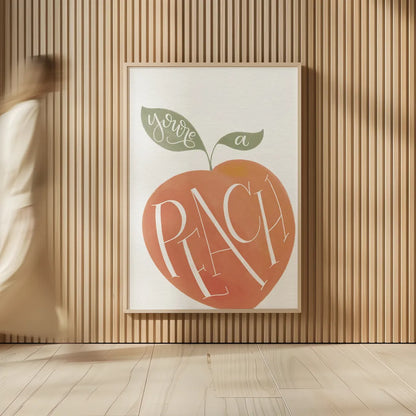 You are a Peach by Becky Thorns. shown as over sized large wall art. Available as an archival giclee rolled canvas, fine art paper, or poster print. SKU 61430h.