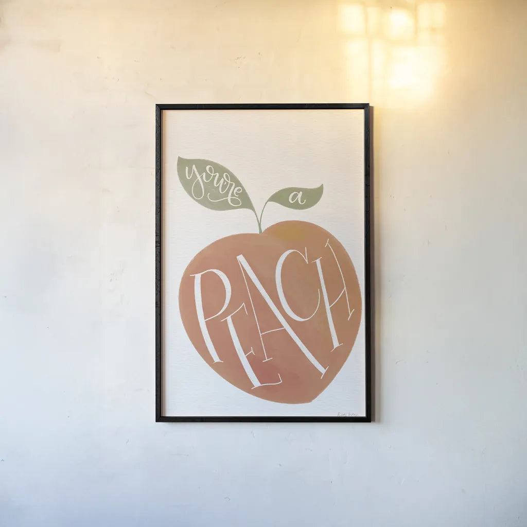 You are a Peach by Becky Thorns. shown as a paper print in a black flame. Available as a archival giclee rolled canvas, fine art paper, or poster print. SKU 61430h.