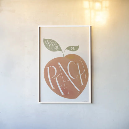 You are a Peach by Becky Thorns. shown as a paper print in a white frame. Available as a archival giclee rolled canvas, fine art paper, or poster print. SKU 61430h.