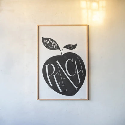 You are a Peach BW by Becky Thorns. shown as a paper print in a natural frame. Available as a archival giclee rolled canvas, fine art paper, or poster print. SKU 61431h.