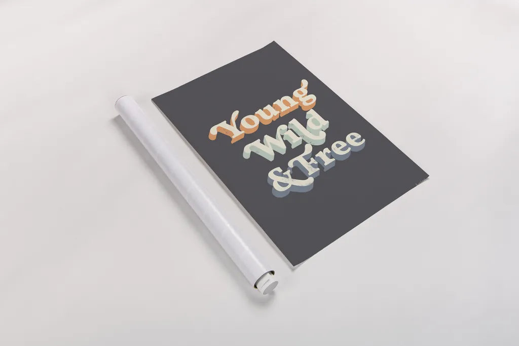 Young Wild and Free Warm by Becky Thorns. shown as a rolled paper print. Available as archival giclee rolled canvas, fine art paper, or poster print. SKU 66919h.
