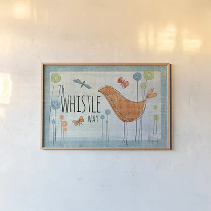 74 Whistle Way by Belinda Aldrich. shown as a paper print in a natural frame. Available as a archival giclee rolled canvas, fine art paper, or poster print. SKU 32986i.