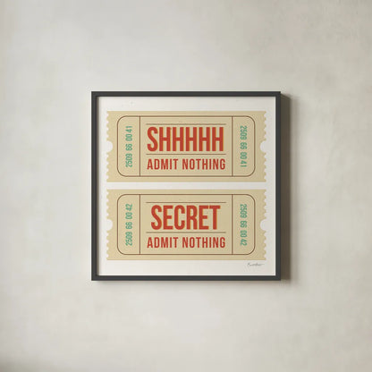 Admit Nothing I by Belinda Aldrich. Shown in a sleek black glass frame for a contemporary gallery look. Available as an archival giclee rolled canvas, fine art paper, or poster print. SKU 101957a.