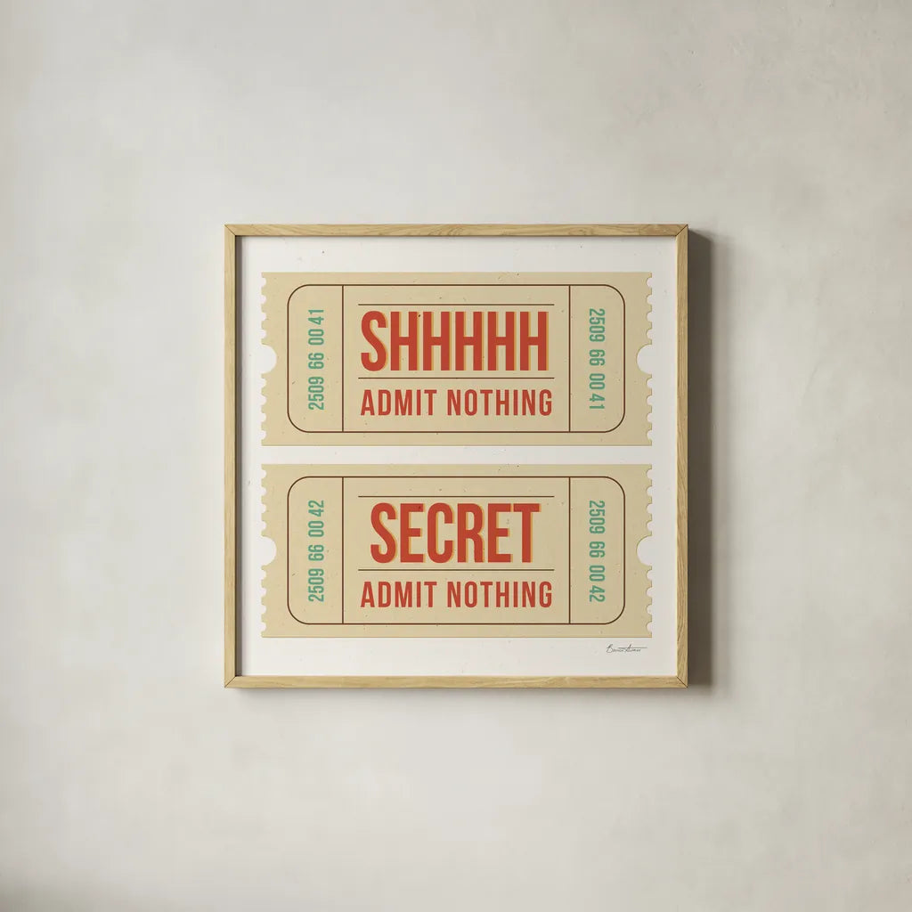 Admit Nothing I by Belinda Aldrich. Shown in a natural wood glass frame for a timeless modern aesthetic. Available as an archival giclee rolled canvas, fine art paper, or poster print. SKU 101957a.