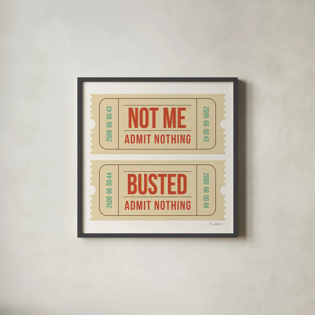 Admit Nothing II by Belinda Aldrich. Shown in a sleek black glass frame for a contemporary gallery look. Available as an archival giclee rolled canvas, fine art paper, or poster print. SKU 101958a.