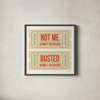 Admit Nothing II by Belinda Aldrich. Shown in a sleek black glass frame for a contemporary gallery look. Available as an archival giclee rolled canvas, fine art paper, or poster print. SKU 101958a.