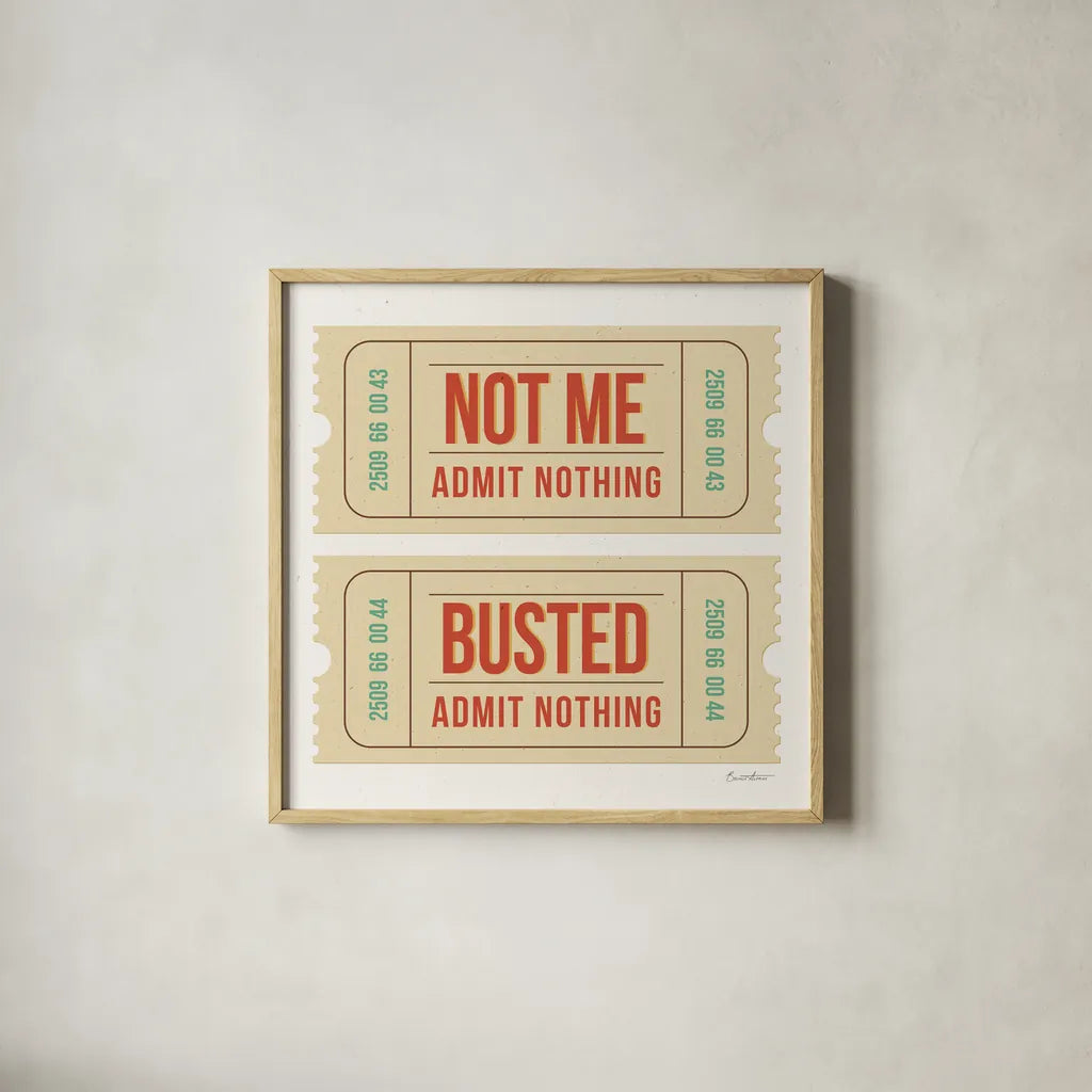 Admit Nothing II by Belinda Aldrich. Shown in a natural wood glass frame for a timeless modern aesthetic. Available as an archival giclee rolled canvas, fine art paper, or poster print. SKU 101958a.