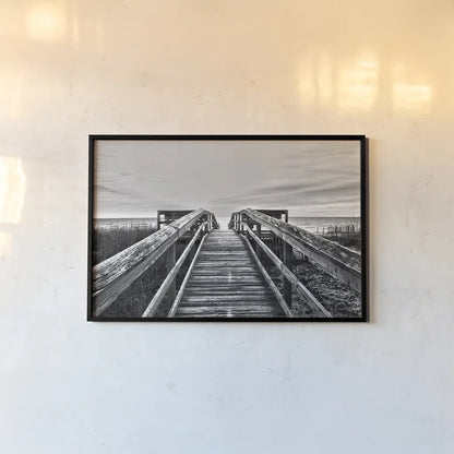 Beach Walk II by Belinda Aldrich. shown as a paper print in a black flame. Available as a archival giclee rolled canvas, fine art paper, or poster print. SKU 13433i.