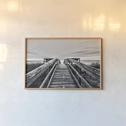 Beach Walk II by Belinda Aldrich. shown as a paper print in a natural frame. Available as a archival giclee rolled canvas, fine art paper, or poster print. SKU 13433i.