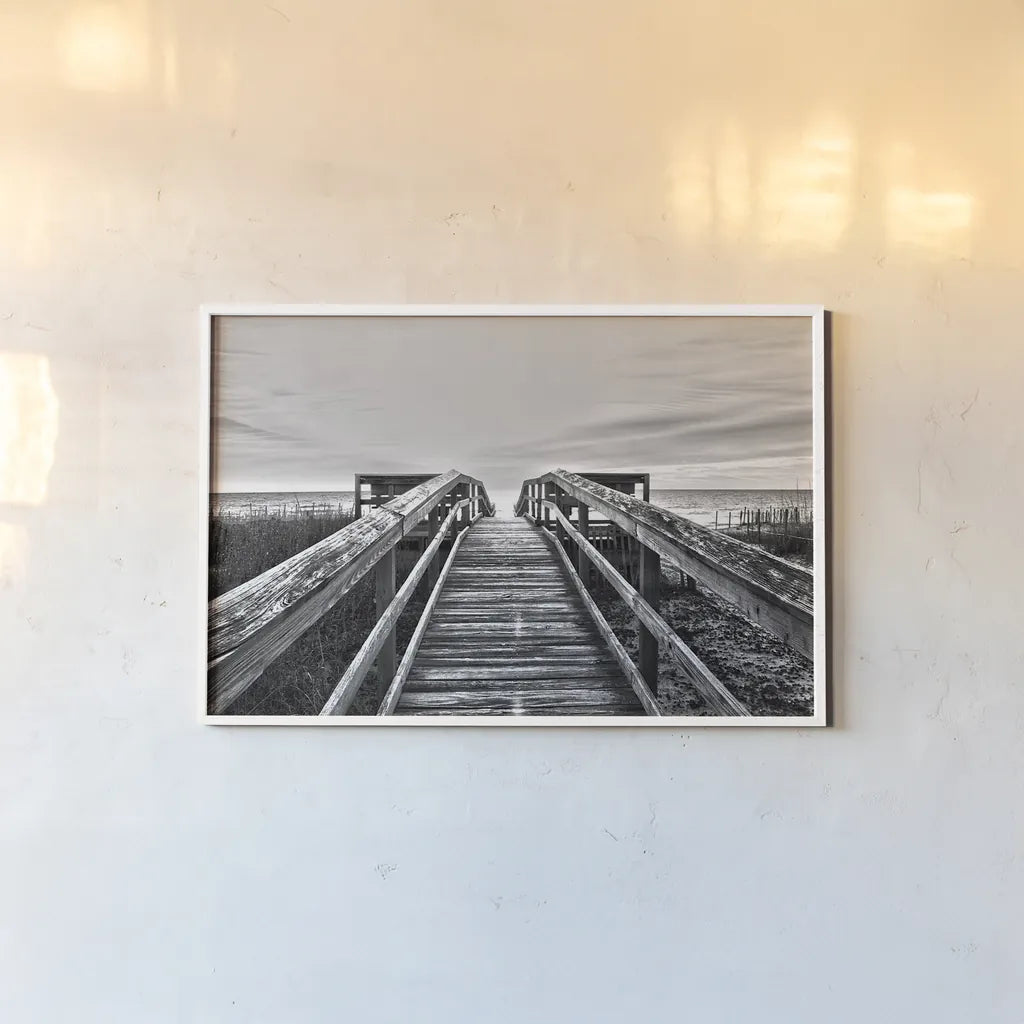 Beach Walk II by Belinda Aldrich. shown as a paper print in a white frame. Available as a archival giclee rolled canvas, fine art paper, or poster print. SKU 13433i.
