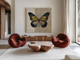 Belindas Butterfly III by Belinda Aldrich. Shown as extra-large giant wall art in a modern living room. Available as an archival giclee rolled canvas, fine art paper, or poster print. SKU 32943a.