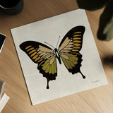 Belindas Butterfly on Cream I by Belinda Aldrich. Shown as a detailed flat fine art print, highlighting archival giclee quality. Available as an archival giclee rolled canvas, fine art paper, or poster print. SKU 102304a.