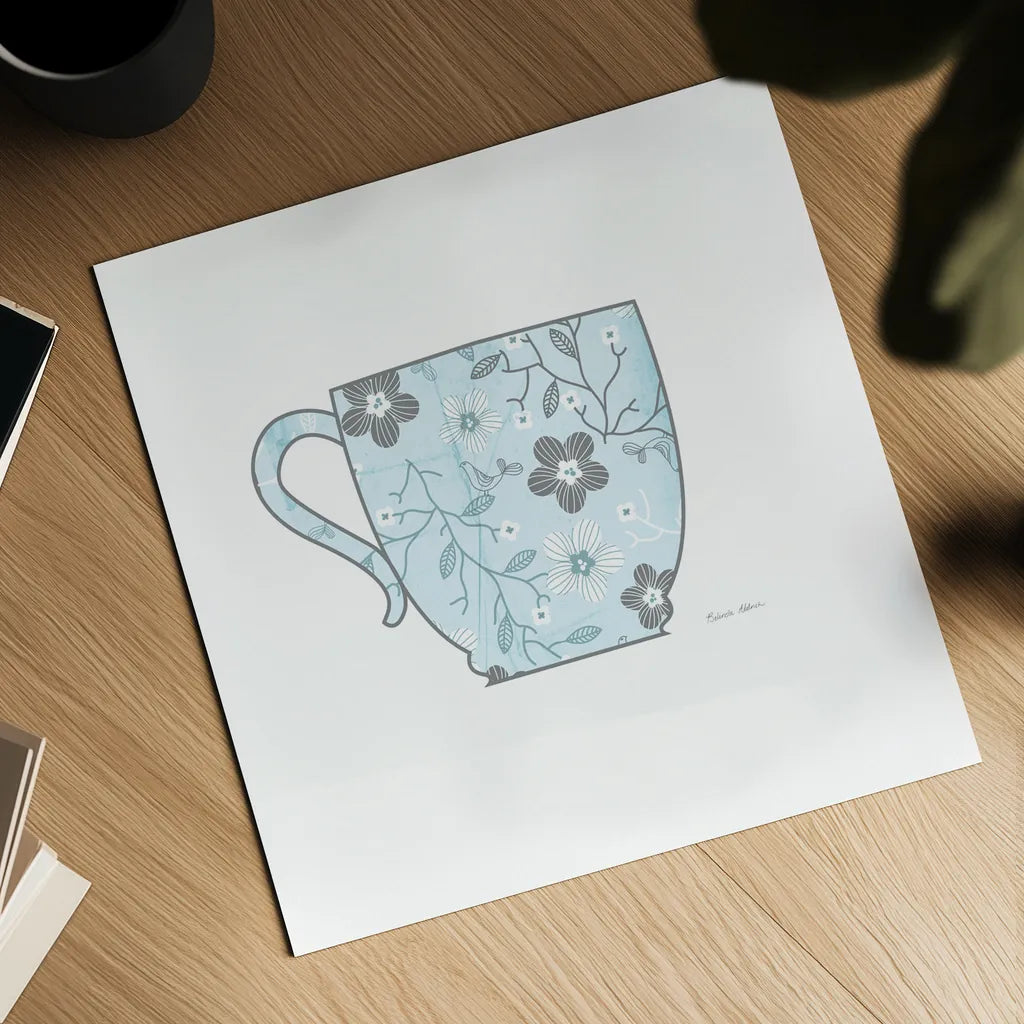 Bright Garden Cafe I by Belinda Aldrich. Shown as a detailed flat fine art print, highlighting archival giclee quality. Available as an archival giclee rolled canvas, fine art paper, or poster print. SKU 69149a.