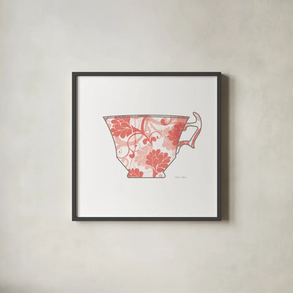 Bright Garden Cafe II by Belinda Aldrich. Shown in a sleek black glass frame for a contemporary gallery look. Available as an archival giclee rolled canvas, fine art paper, or poster print. SKU 69150a.