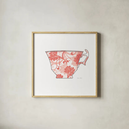 Bright Garden Cafe II by Belinda Aldrich. Shown in a natural wood glass frame for a timeless modern aesthetic. Available as an archival giclee rolled canvas, fine art paper, or poster print. SKU 69150a.