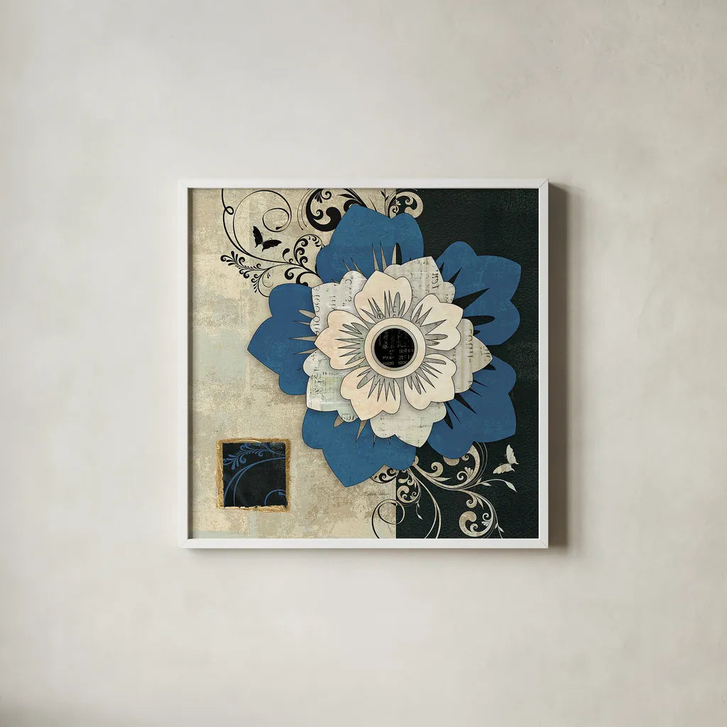 Flowers In Bloom IV by Belinda Aldrich. Shown in a crisp white glass frame for a clean and minimalist style. Available as an archival giclee rolled canvas, fine art paper, or poster print. SKU 13596a.