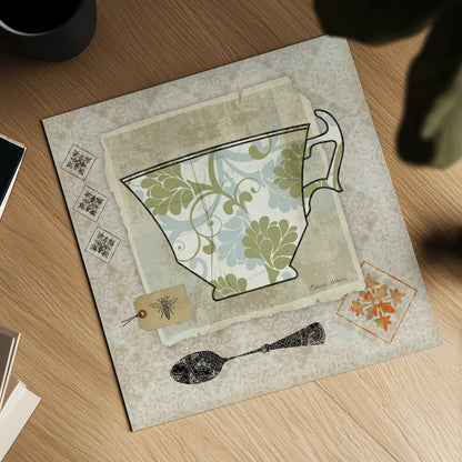 Garden Cafe II by Belinda Aldrich. Shown as a detailed flat fine art print, highlighting archival giclee quality. Available as an archival giclee rolled canvas, fine art paper, or poster print. SKU 12897a.